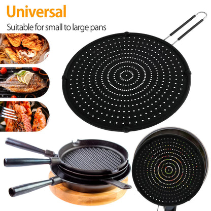 Splatter Screens Silicone Cooking Screen Pan Cover with Foldable Handle Multi-purpose Heat Insulation Splash Guard Cooling Mat