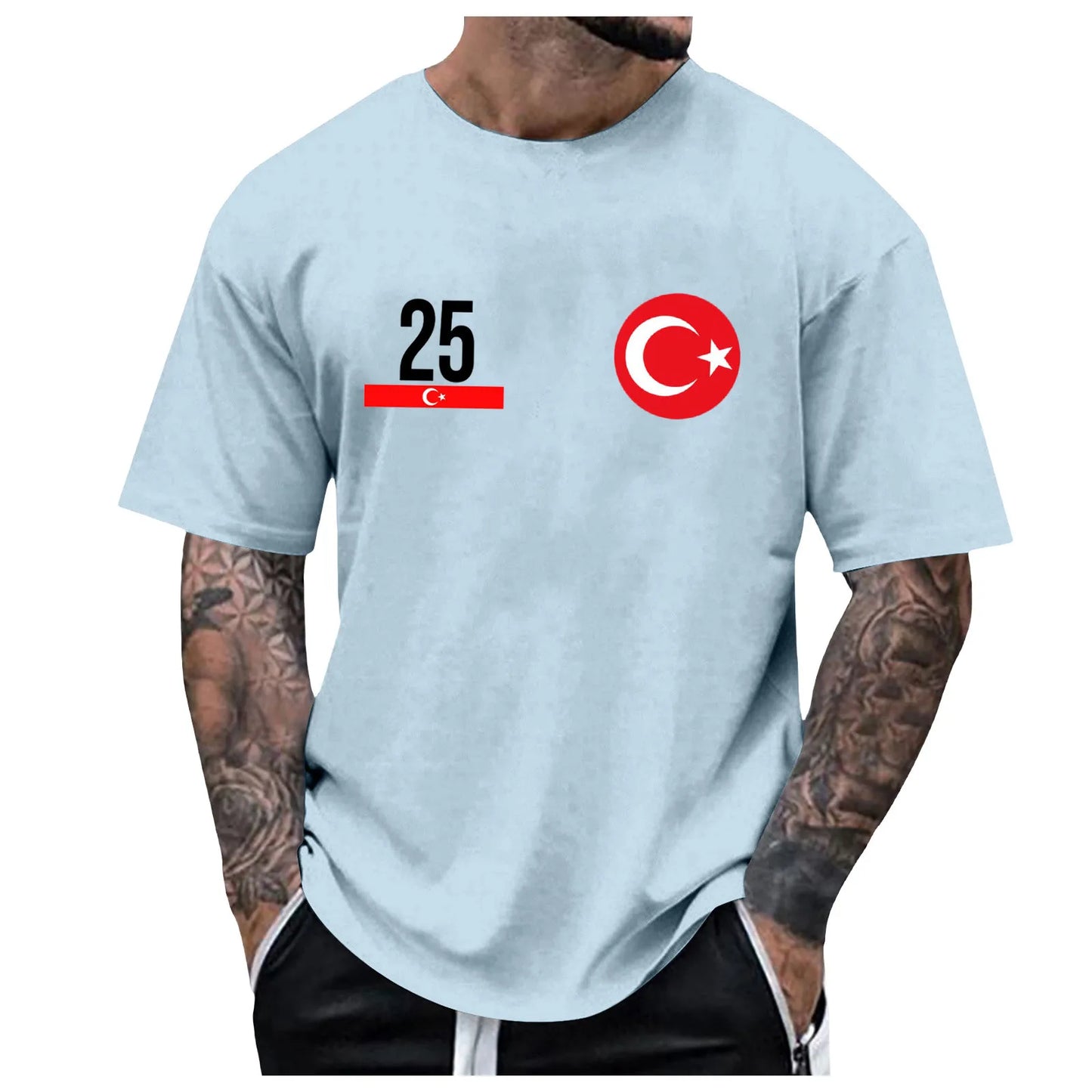 Men's Short Sleeve T Shirt Summer Turkey Sport Prints Casual Ventilate Holiday Party Number Print Men Oversized Top Tees