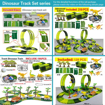 Magic Climbing electric dinosaur car Track  with Flash Lights