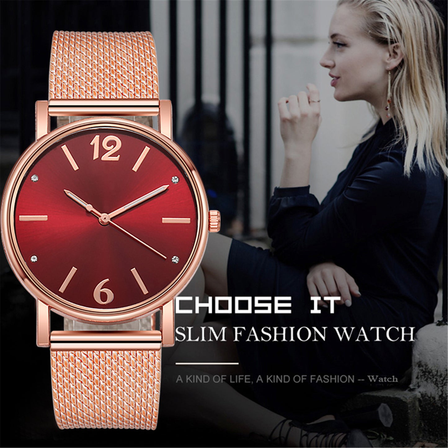 Women'S Diamond Mesh Strap Quartz Watch Simple Design Fashion Classic Round Dial Watches Breathable Strap Watch Reloj Para Mujer