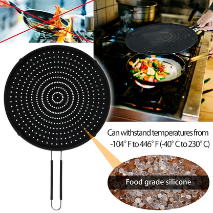 Splatter Screens Silicone Cooking Screen Pan Cover with Foldable Handle Multi-purpose Heat Insulation Splash Guard Cooling Mat