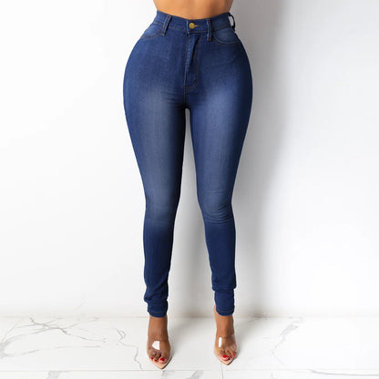 2022 Spring New 5 Colors High Waist Thin Jeans For Women Fashion Casual Slim Elastic Denim Pencil Pants S-3XL Drop Shipping