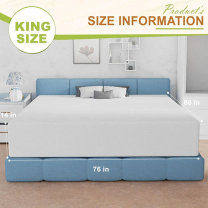 King Mattress, Gel Memory Foam King Mattress, Pressure Relieving, Cooling Gel Foam, King Mattress in a Box Certipur-Us Certified