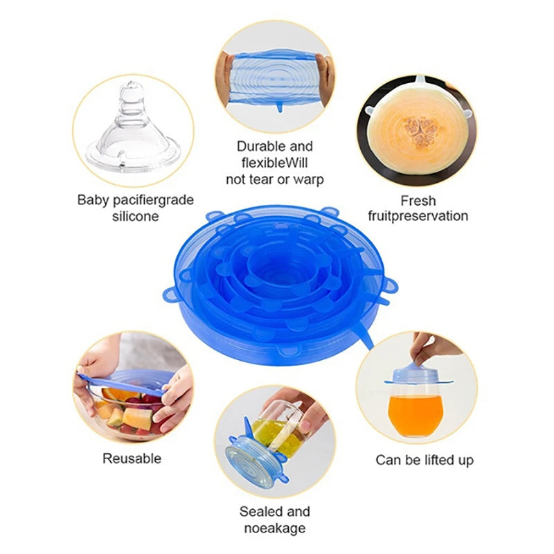 6/12/24 Reusable  Food Silicone Stretch Lids