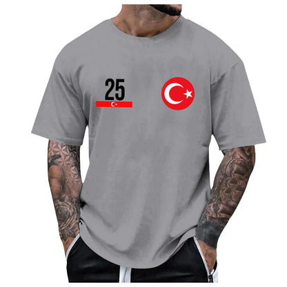 Men's Short Sleeve T Shirt Summer Turkey Sport Prints Casual Ventilate Holiday Party Number Print Men Oversized Top Tees