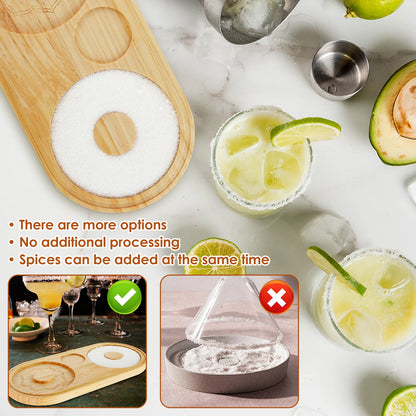 Margarita Salt Rimmer Bamboo Sugar Salt Rimmer with Double Plate Bar Glass Rimmer Salt Box Spice Container Bartender Tool