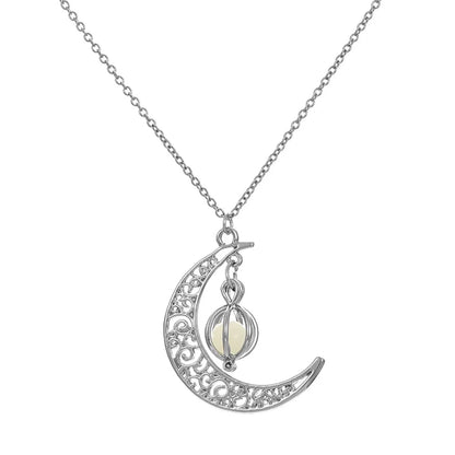 Moon Shape Luminous Pumpkin Pendants Halloween Clavicle Chain Necklace Necklaces Girls Gift Bohemia Cheap Jewelry Pendants