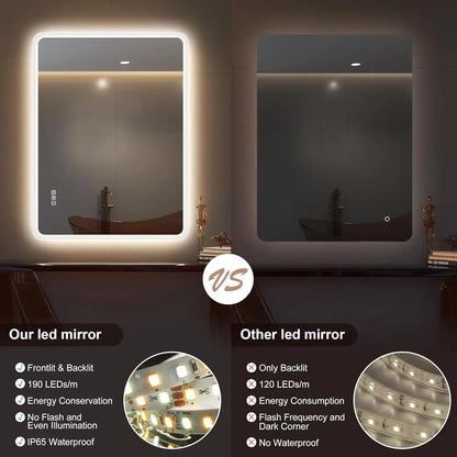 LED-Bathroom-Mirror Wall-Mounted with Bluetooth Speaker, 3 Color Waterproof