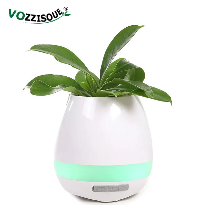Smart Piano Plant Pots with Bluetooth Speakers Finger Touch, and LED Night Light