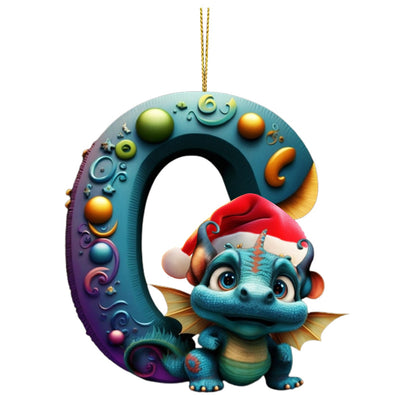 1PC 26 Letters Christmas Cute Baby Dragon 2D Charm Decorations