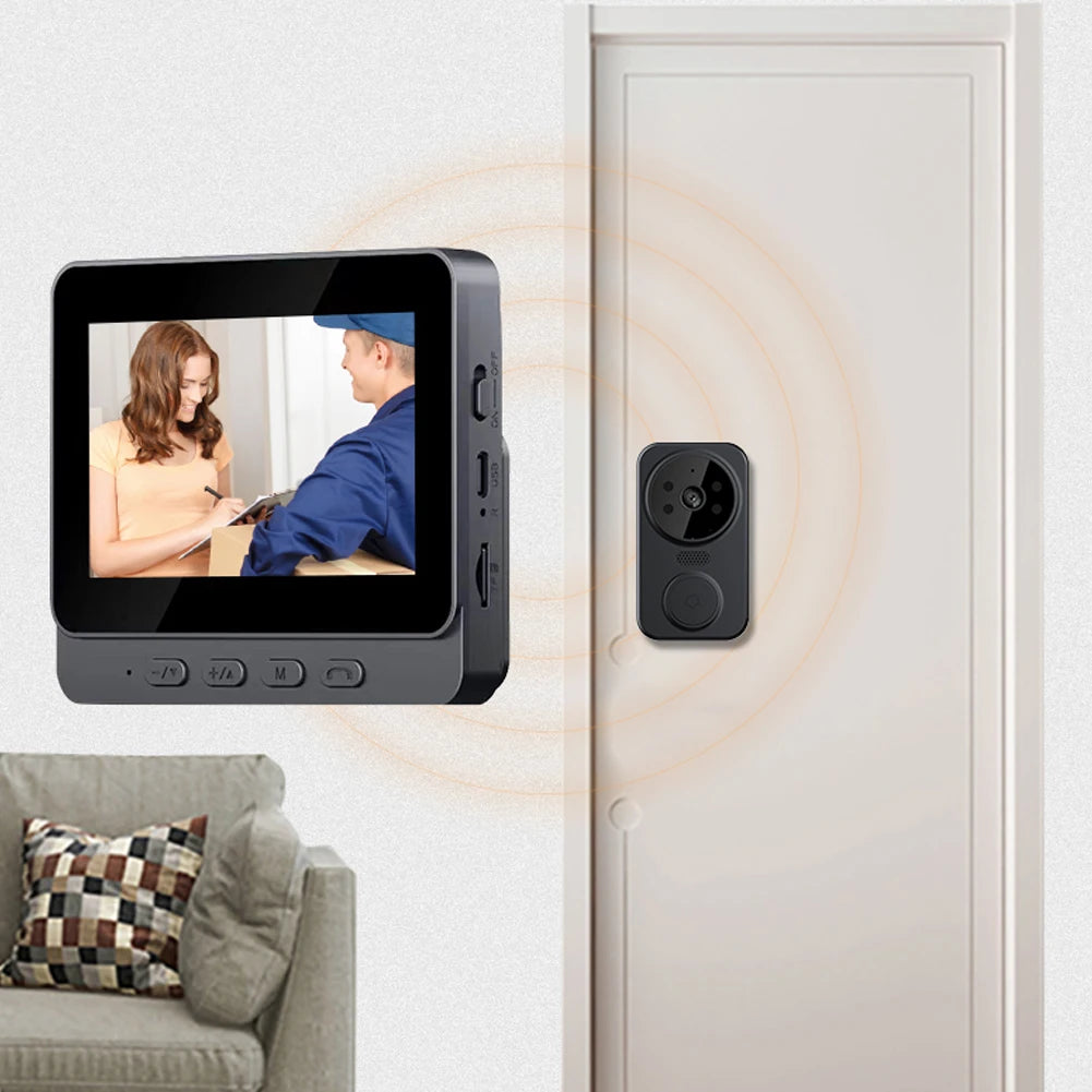 1080P Video Doorbell IR Night Vision Wireless Door Bell 4.3inch IPS Screen Doorbell Camera 2.4G WiFi Two-way Audio for Home