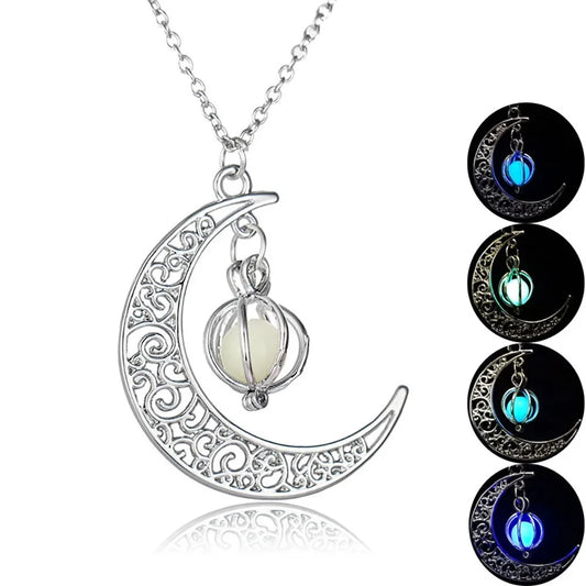 Moon Shape Luminous Pumpkin Pendants Halloween Clavicle Chain Necklace Necklaces Girls Gift Bohemia Cheap Jewelry Pendants