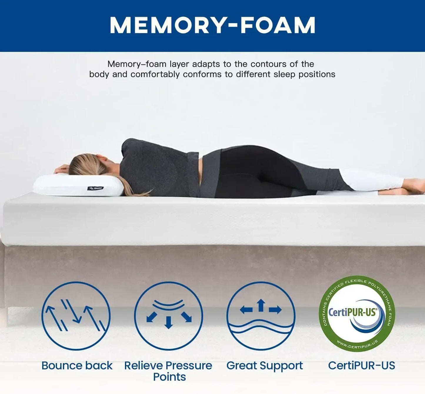 8 inch Twin Gel Memory Foam Mattress, Cool Sleep & Pressure Relief-US Certified