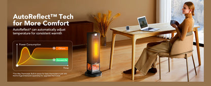 Smart Space Heater Max for Indoor Use, 80°Oscillation, Night Light, 1500W Fast Heating with Thermostat, 24H Timer