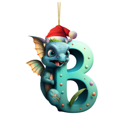 1PC 26 Letters Christmas Cute Baby Dragon 2D Charm Decorations