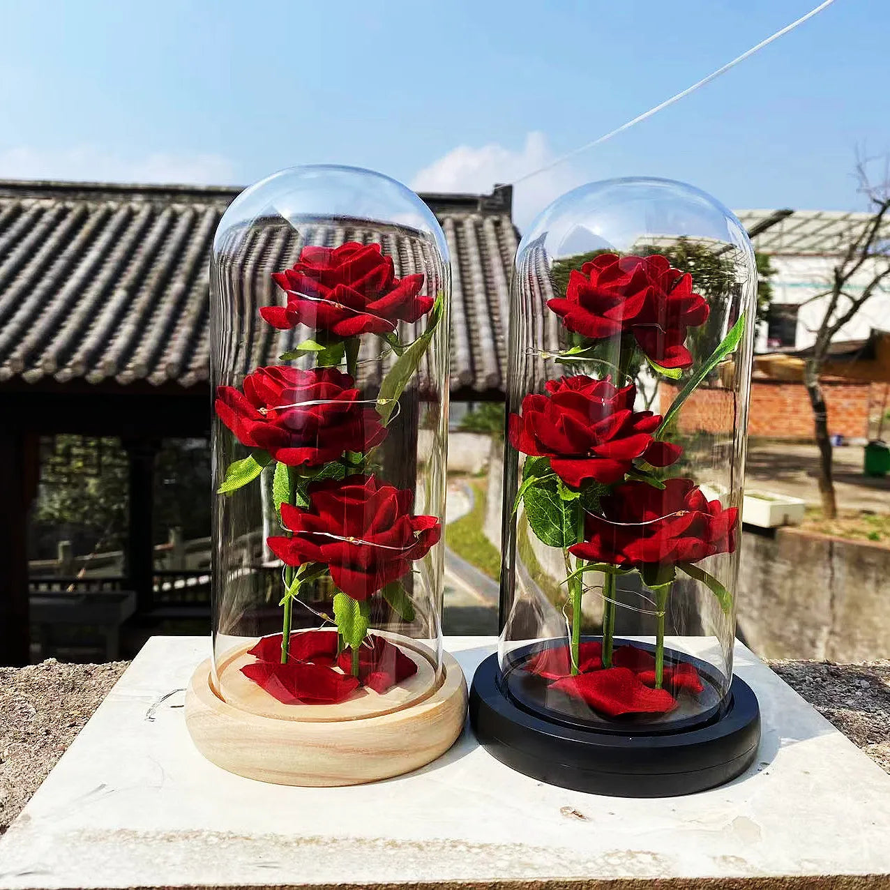 1PC Rose Glass Cover Ornaments Valentine's Day Gift Birthday Gift Wedding Anniversary Thanksgiving etc