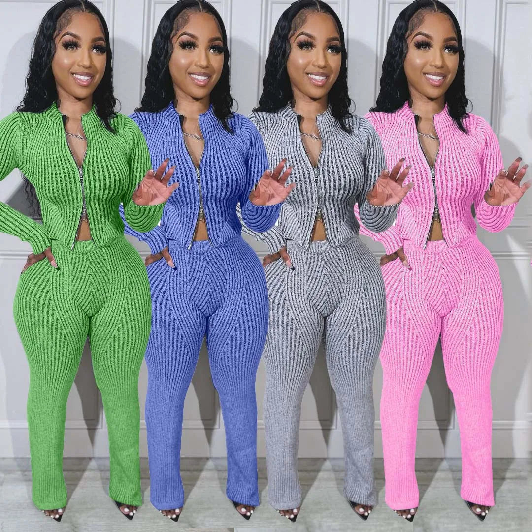 Knitted Tops 2 Piece Pant Sets Sweatsuits Women Joggers Tracksuits Y2K Streetwear Fall Clothes 2024 Two Piece Pant Sets Outfits