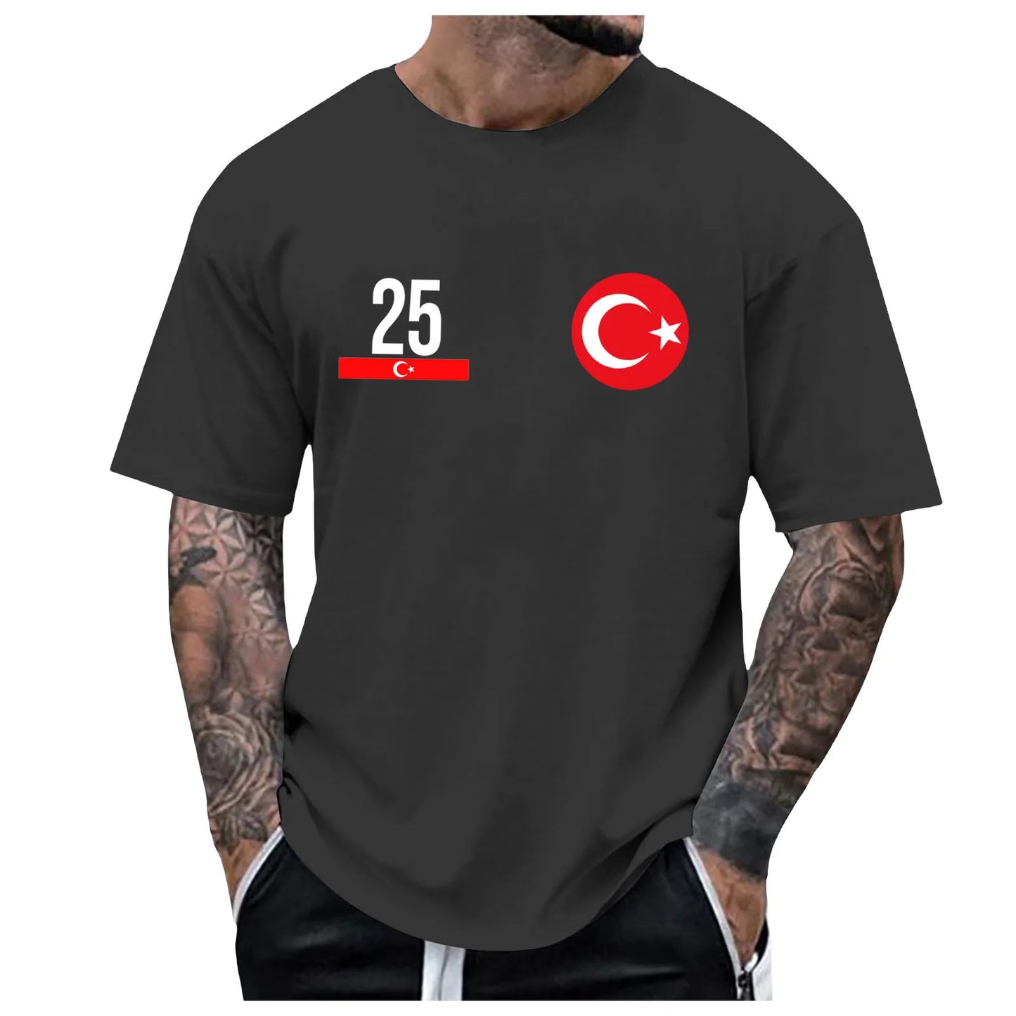 Men's Short Sleeve T Shirt Summer Turkey Sport Prints Casual Ventilate Holiday Party Number Print Men Oversized Top Tees