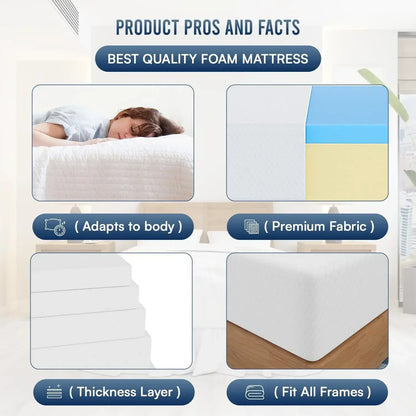 8 inch Twin Gel Memory Foam Mattress, Cool Sleep & Pressure Relief-US Certified