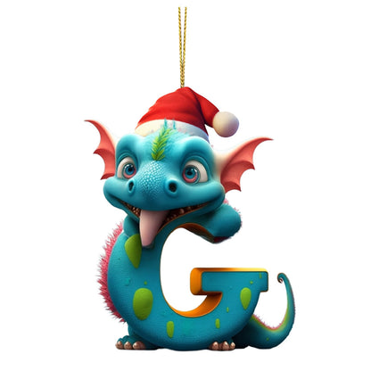 1PC 26 Letters Christmas Cute Baby Dragon 2D Charm Decorations