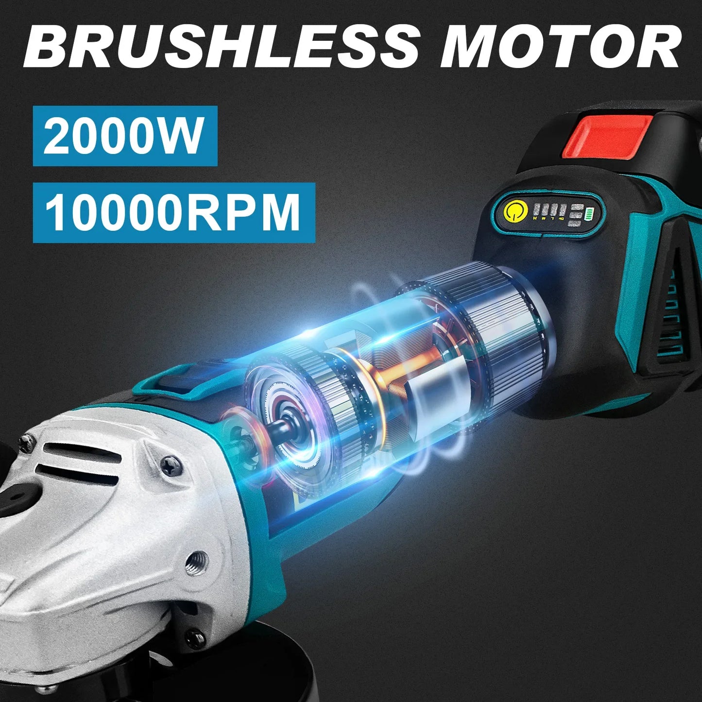 125mm M14 Brushless Electric Angle Grinder Grinding Polishing Tool Cutting Machine Woodworking Power Tool for Makita 18V Battery