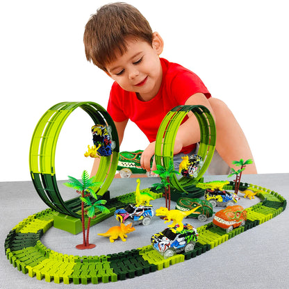 Magic Climbing electric dinosaur car Track  with Flash Lights