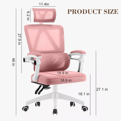 Breathable Mesh Back Gaming Chair Adjustable with Headrest