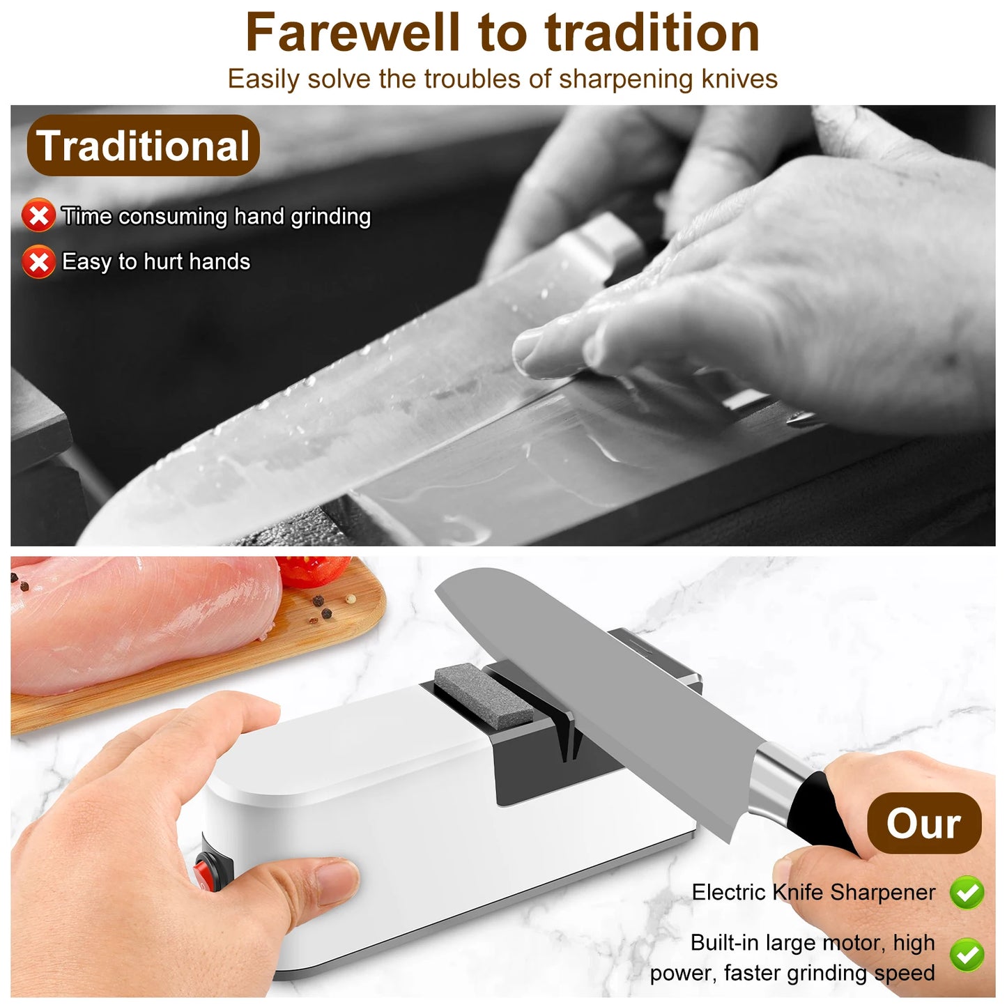 2Pc Electric Knife knife sharpener professional blade Eco-Friendly kitchen gadgets ceramic razor blade Electric Cutter Sharpener