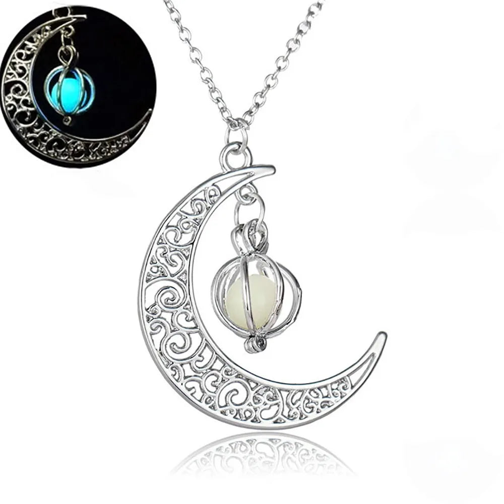 Moon Shape Luminous Pumpkin Pendants Halloween Clavicle Chain Necklace Necklaces Girls Gift Bohemia Cheap Jewelry Pendants