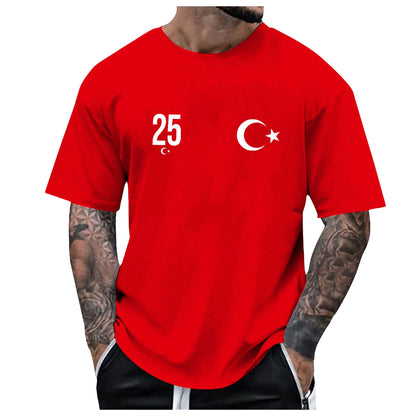 Men's Short Sleeve T Shirt Summer Turkey Sport Prints Casual Ventilate Holiday Party Number Print Men Oversized Top Tees