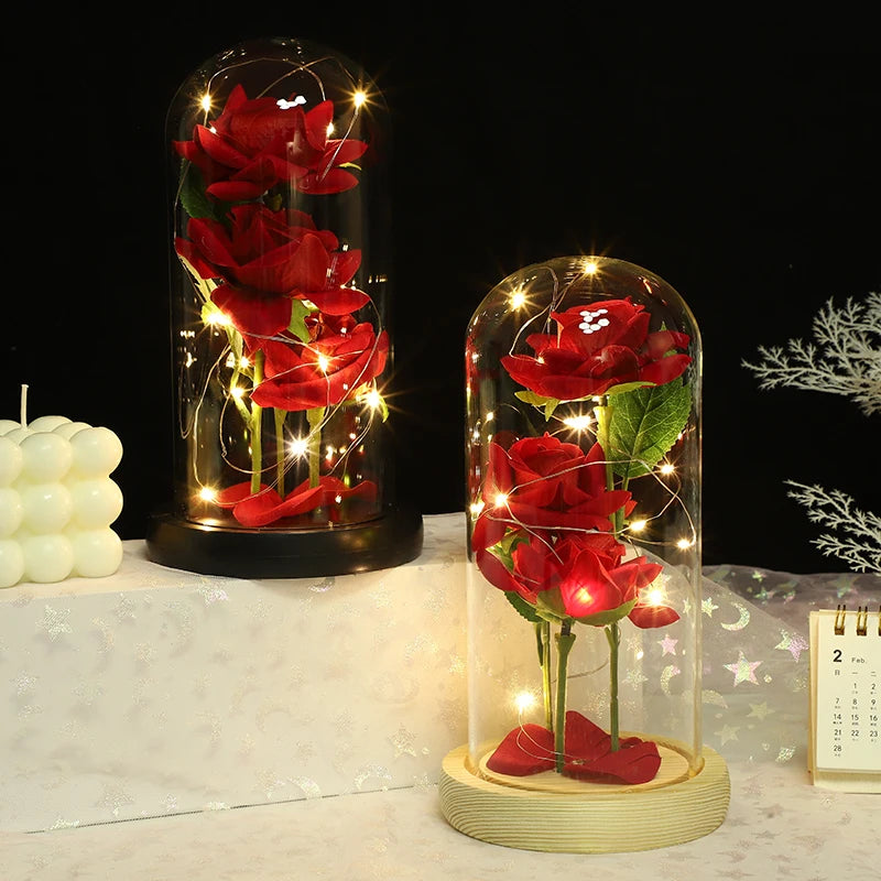 1PC Rose Glass Cover Ornaments Valentine's Day Gift Birthday Gift Wedding Anniversary Thanksgiving etc