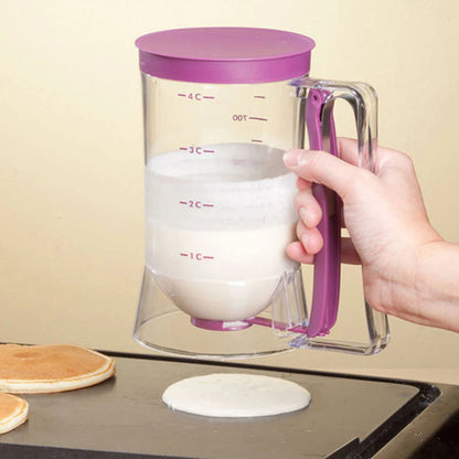 Batter Separator Pancake Dispenser with Measuring Label and Squeeze Handle Bracket Cookie Cake Waffles Baking Accessories