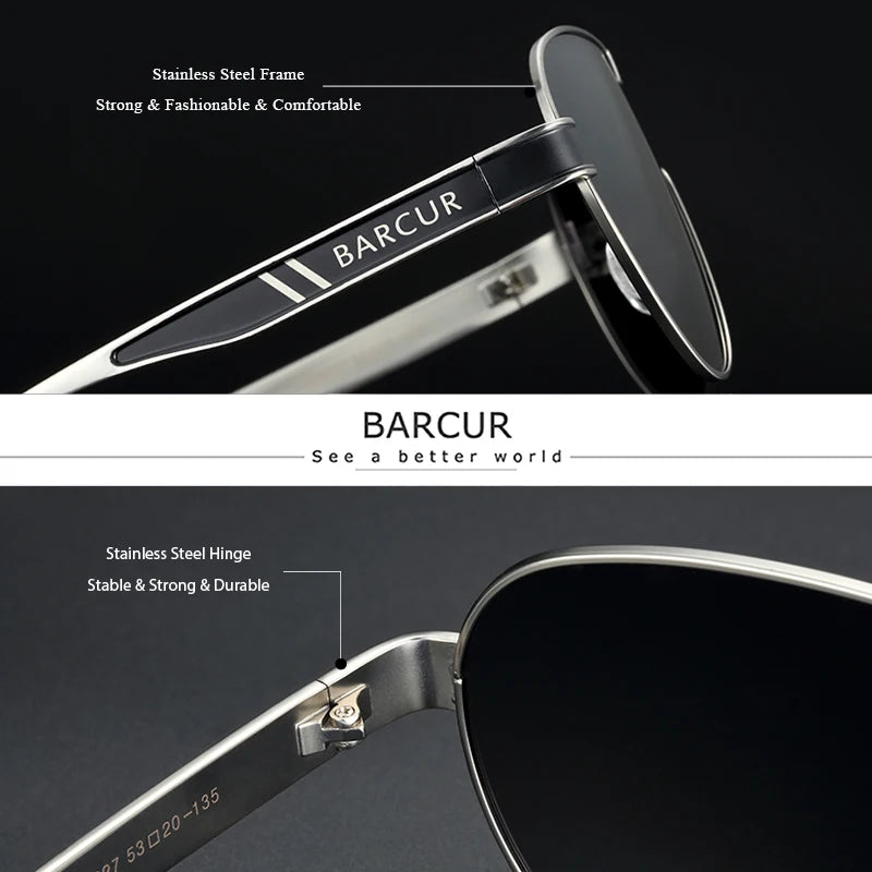 BARCUR Man Sunglasses for Men Polarized Sun Glasses