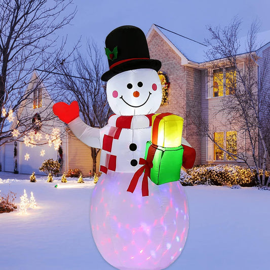 5 Ft Christmas Inflatables Snowman with Color Changing LED Lights Decorations, Party Decor for Indoor Outdoor Yard, White