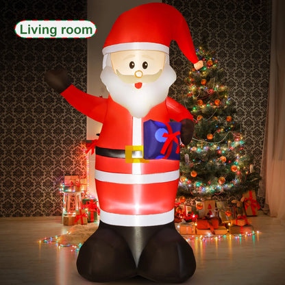 7FT Christmas Inflatable Santa Claus Outdoor Decorations- Blow up Santa Claus with Gift Bag Built-In Leds Lighted Decor for Yard Garden Lawn Porch Xmas Holiday Party