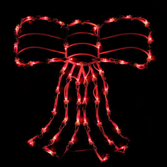 Lighted Bow Christmas Window Silhouette Decoration - 14" - Red